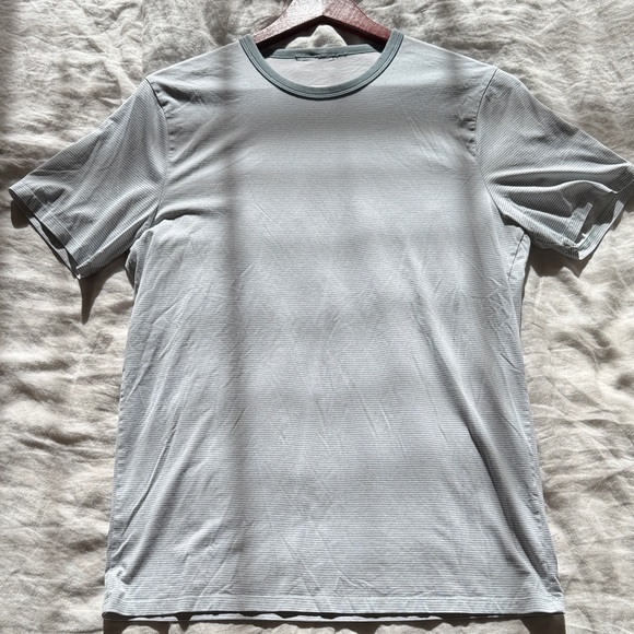 lululemon athletica Seafoam Green/Blue and White Stripe Fundamental Tee - Picture 1 of 5